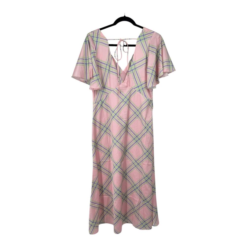 Petal & Pup Jess Midi plaid dress pink size Medium M - Picture 5 of 8